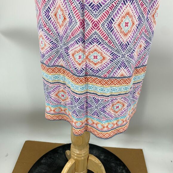 J Jill Dress Womens XS Purple Multi Geo Print Soft Stretch Cuffed Short Sleeves - Picture 5 of 16
